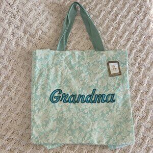 Rachel Ashwell Mint Green and White Floral Grandma Canvas Tote Shabby Chic NWT